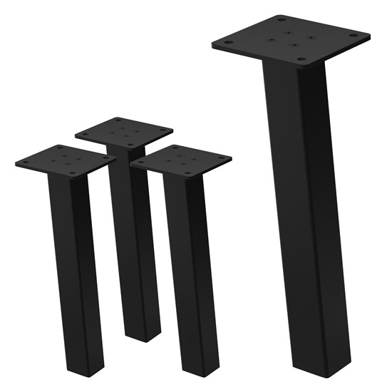 Set 4x patas de mesa 30 cm inclinadas de acero 4x4 cm negro brillante