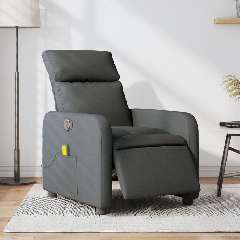 Sillón reclinable de masaje eléctrico tela gris oscuro qweo3651
