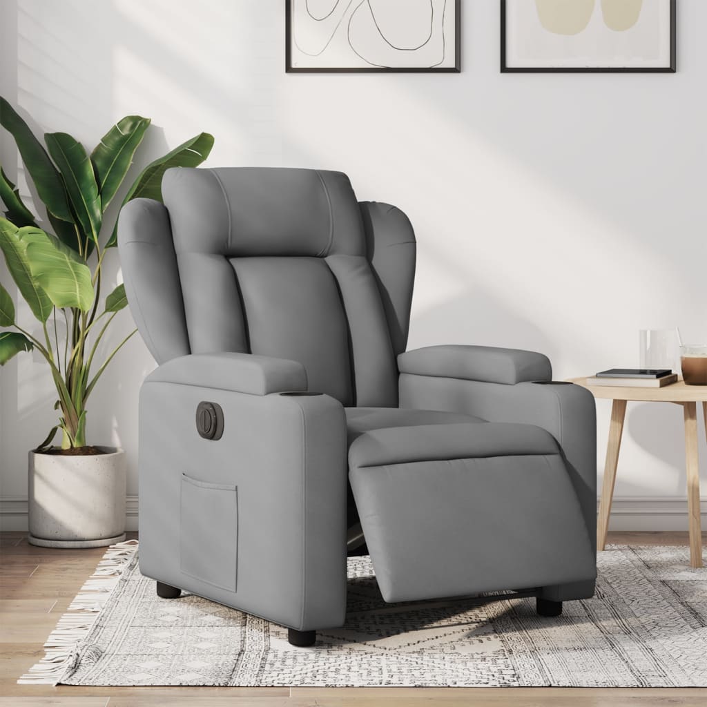 Sillón reclinable eléctrico tela gris claro qweo1786