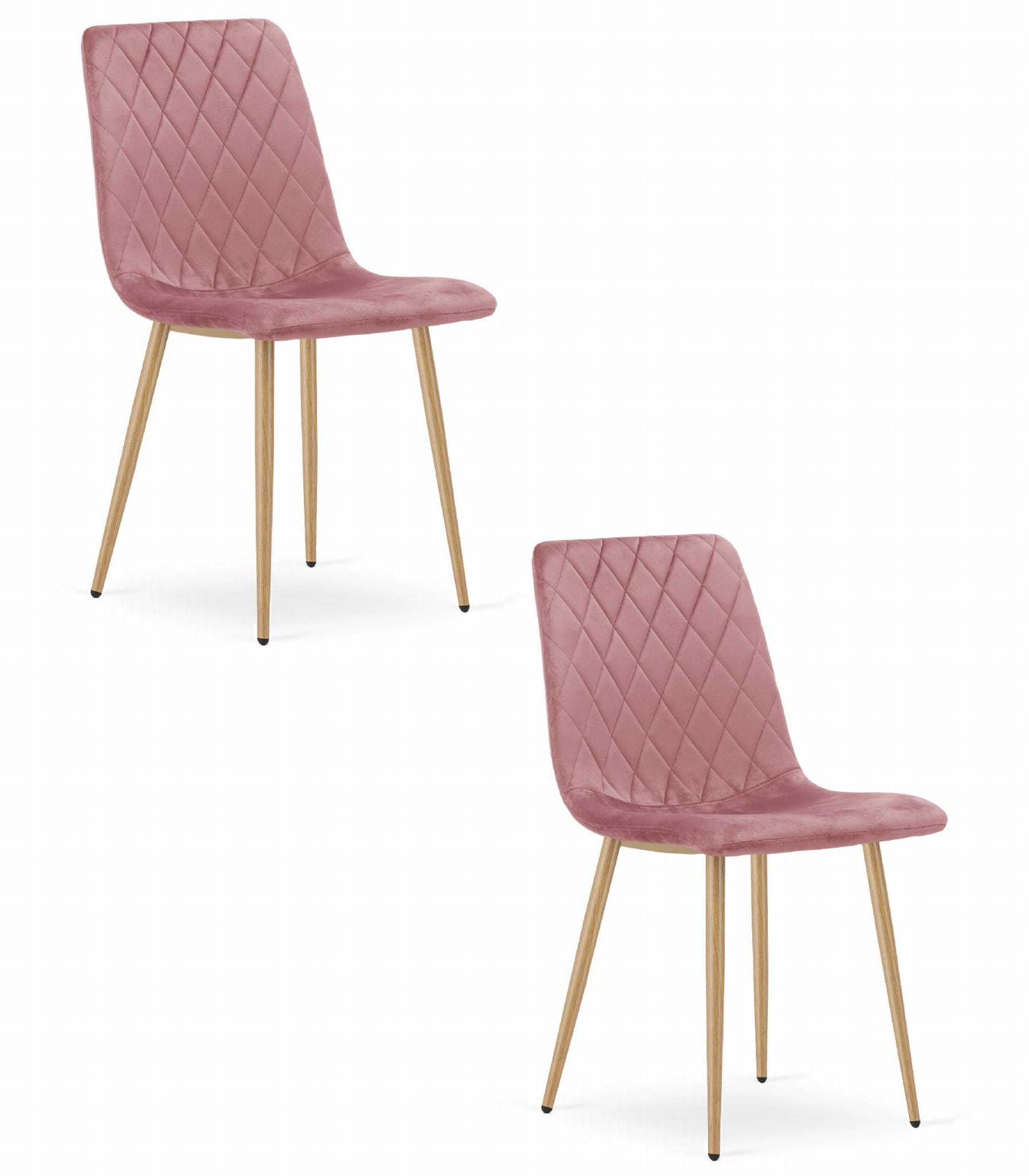 Silla valora turin de terciopelo rosa con patas de madera para salón (x2)