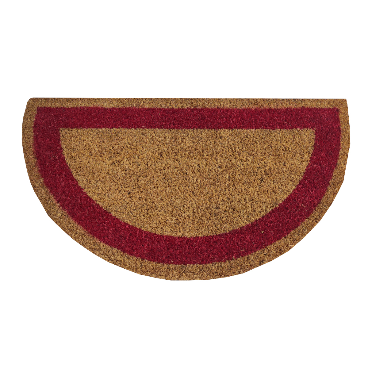 Felpudo| 100% coco| base goma antideslizante| semiluna rojo| 30x55cm
