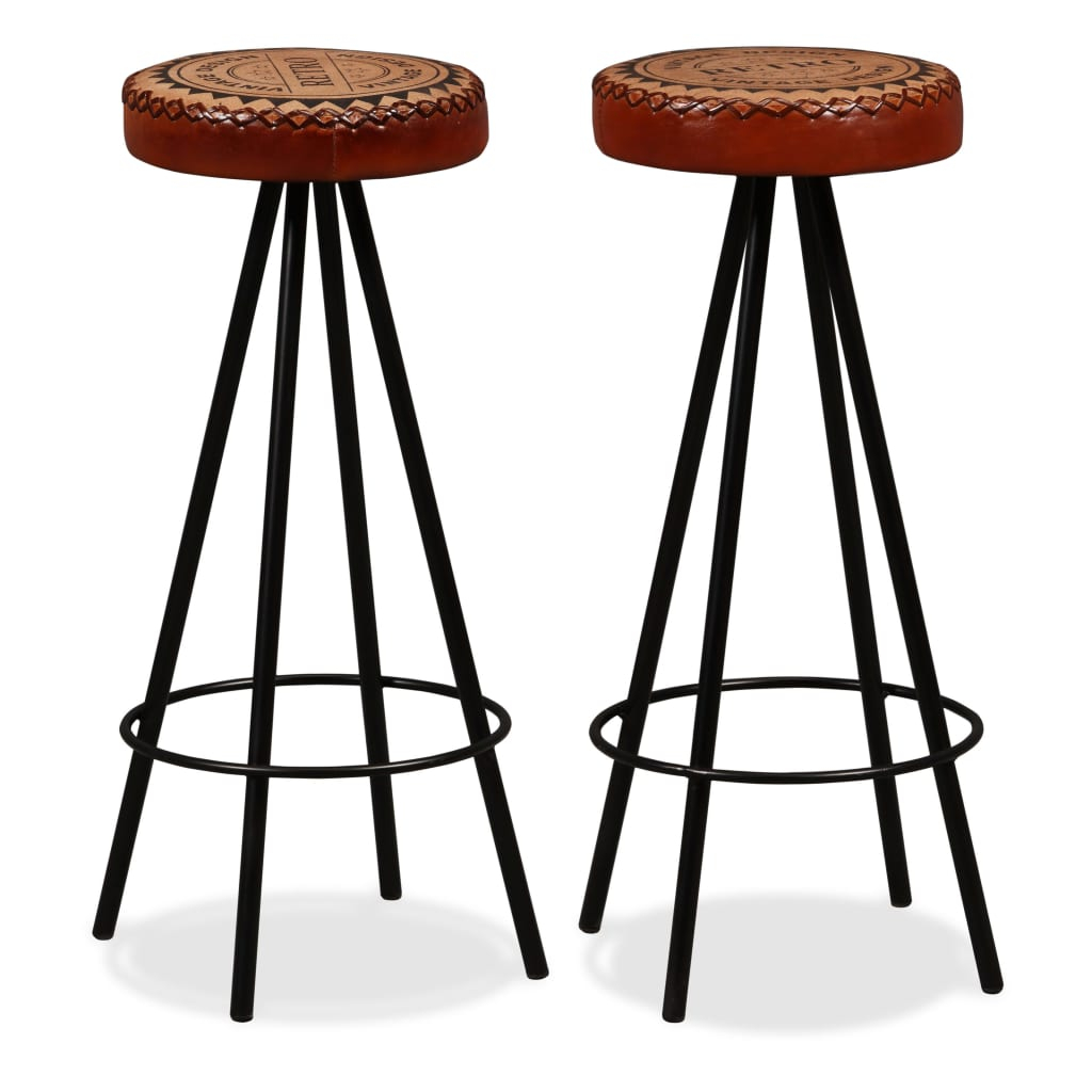 vidaXL taburetes de barra de cocina 2 unidades cuero auténtico