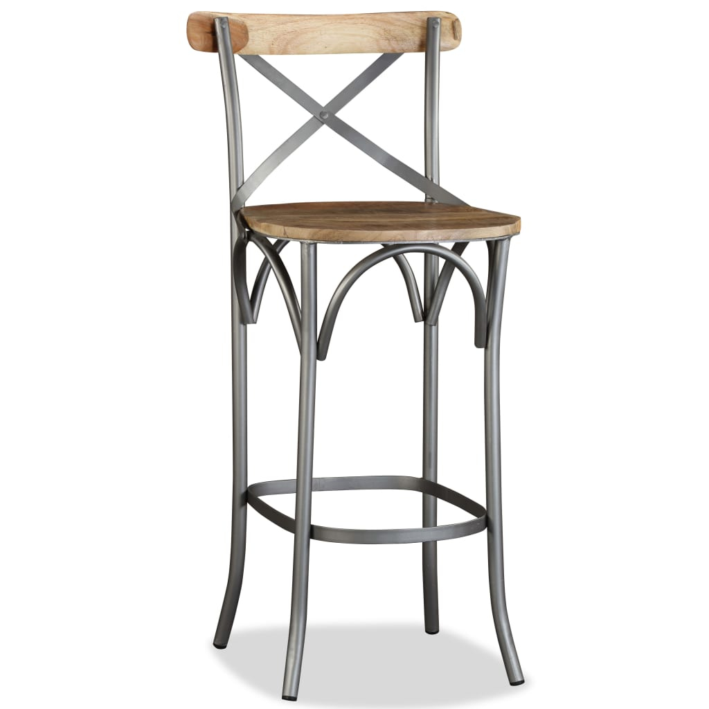 vidaXL taburete de cocina de madera maciza de mango