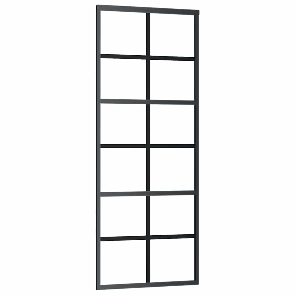 vidaXL puerta corredera esg vidrio y aluminio negra 76x205 cm
