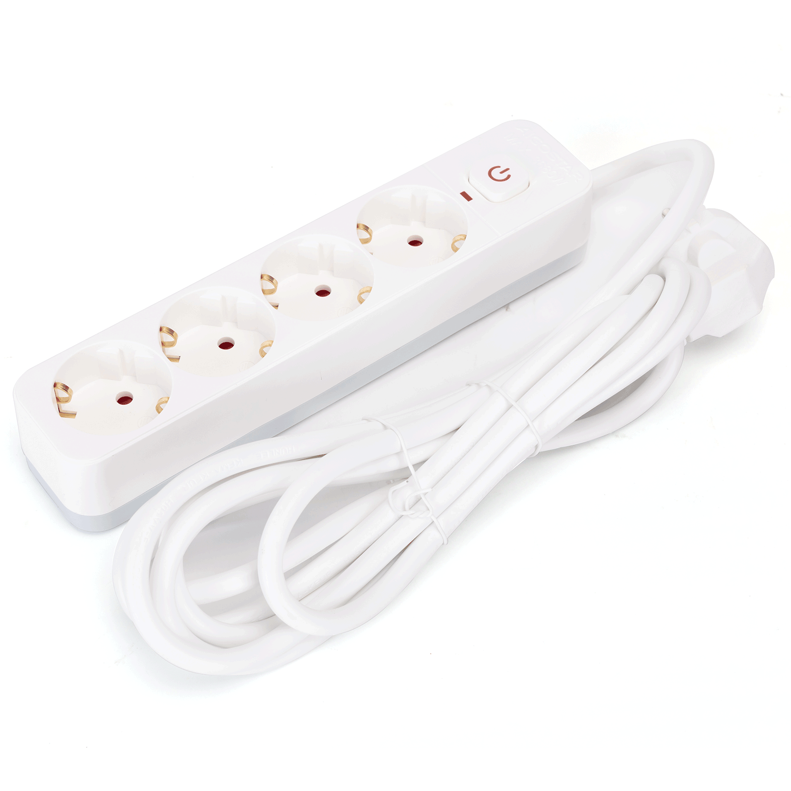 Aigostar regleta 4 enchufes, alargador 3m con interruptor, blanco