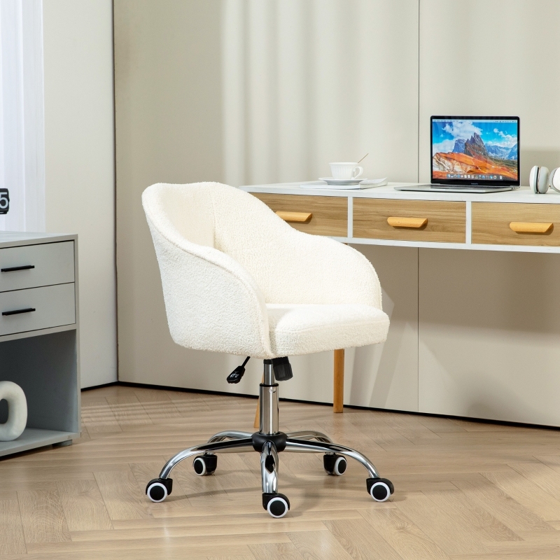 Silla de oficina ergonómica 56x61x76-86 cm poliéster crema