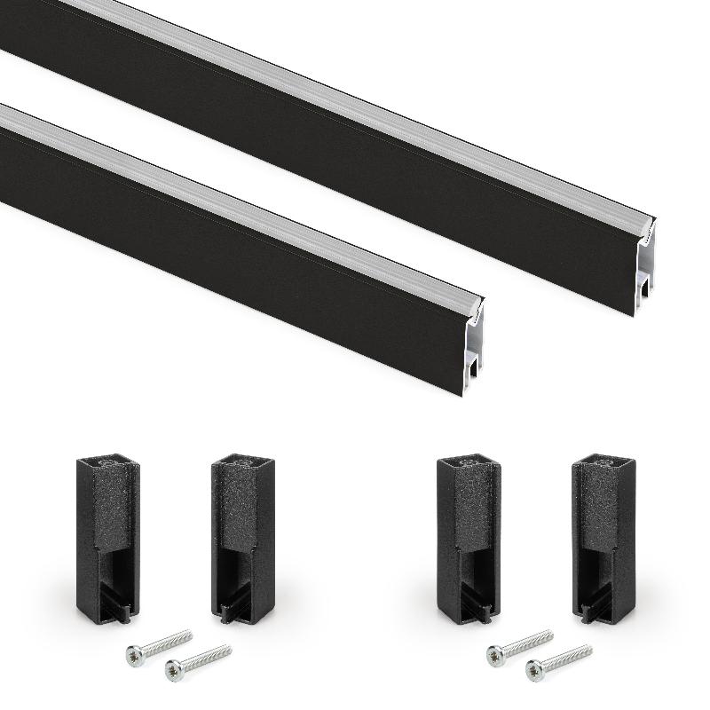 Emuca lote de 2 barras para armario luxe de longitud 0.75m con soportes,