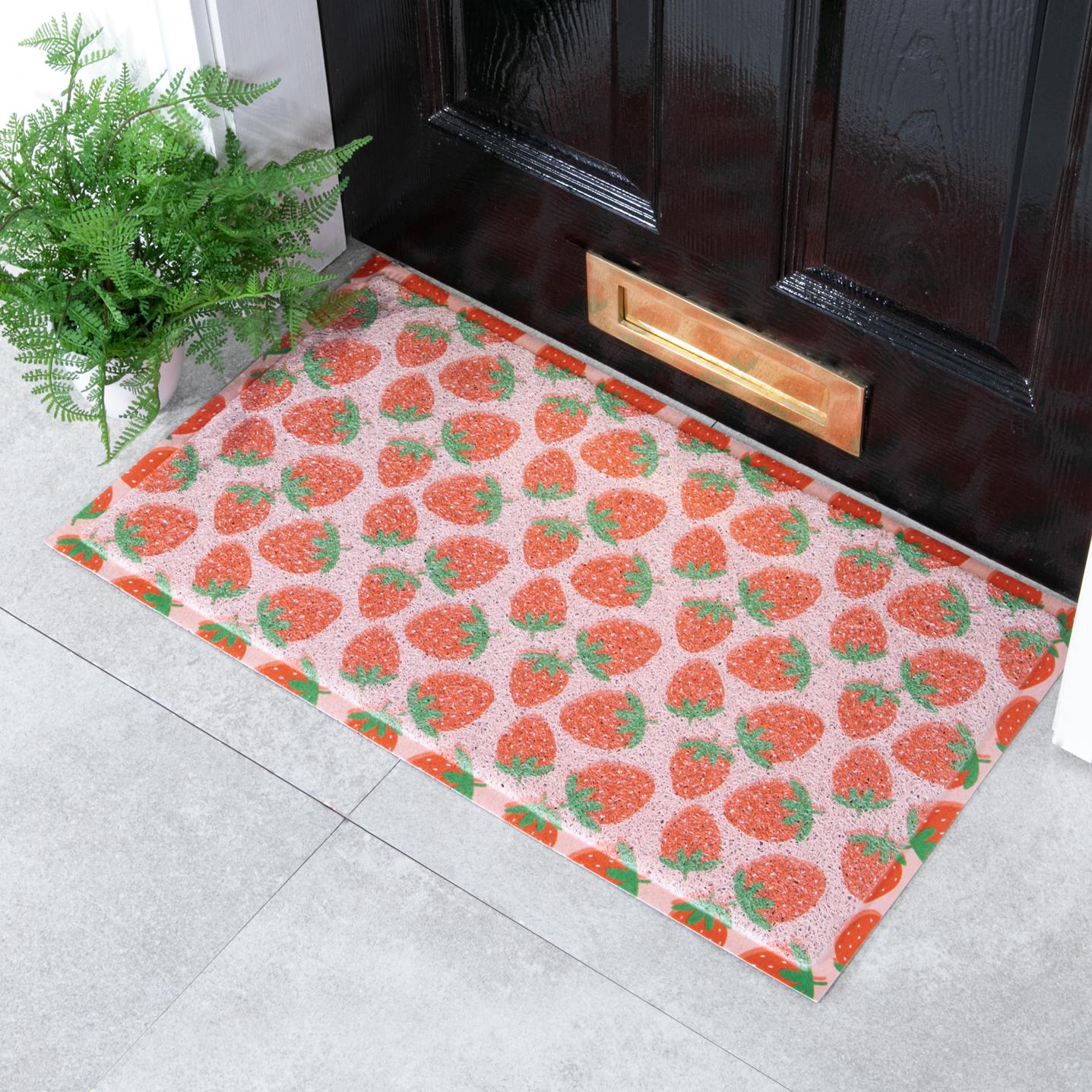 Felpudo para exterior con estampado de fresas (70 x 40 cm)
