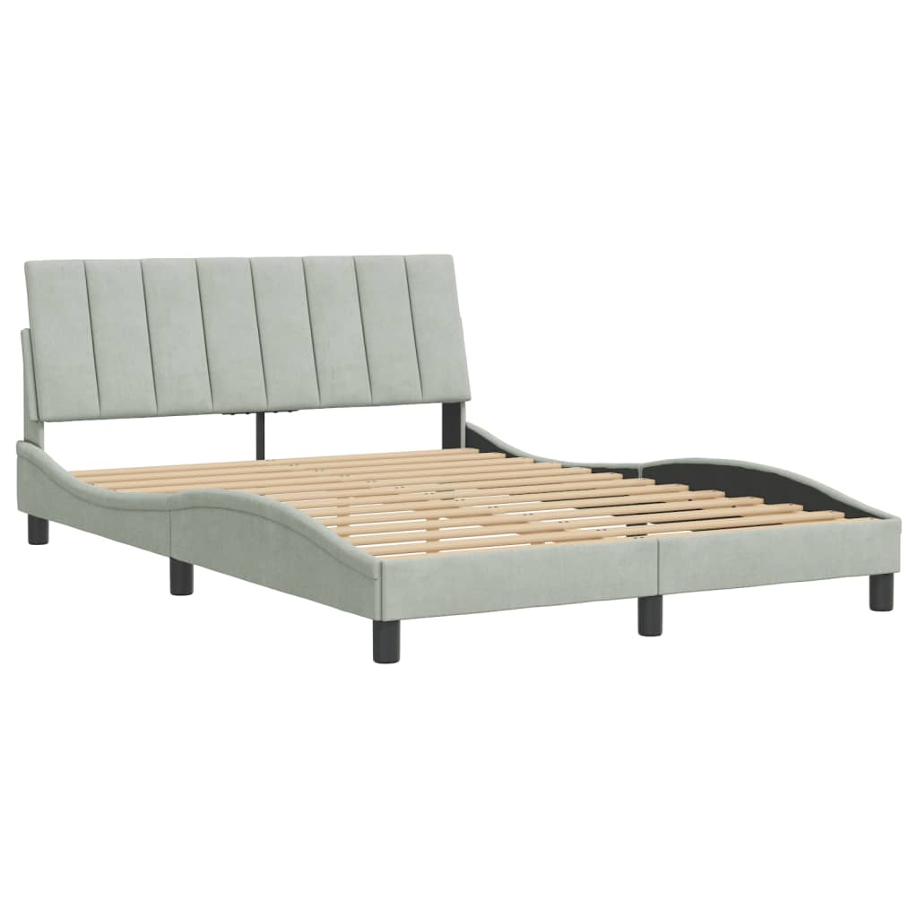 vidaXL estructura de cama sin colchón hanko terciopelo gris claro 140x190