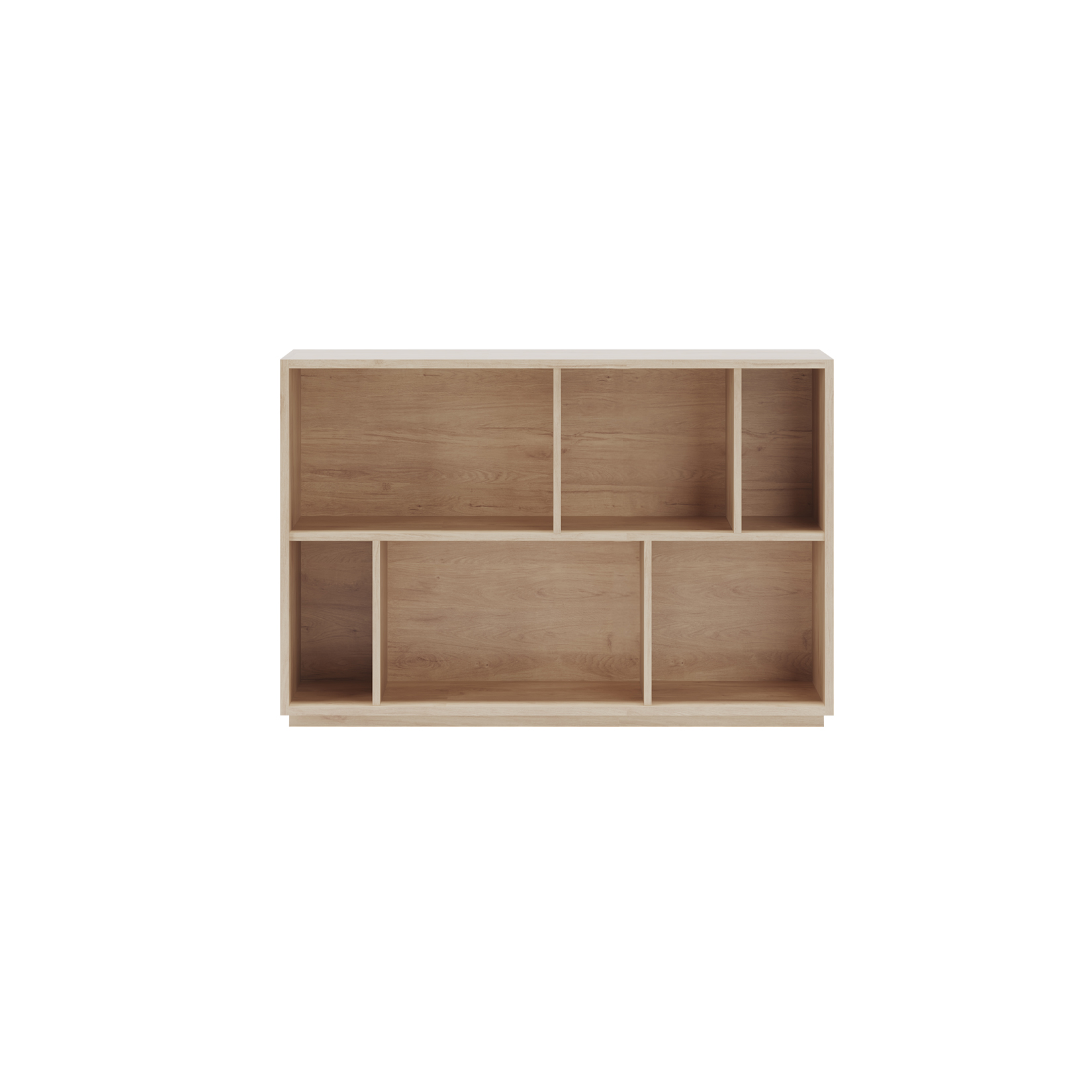 Estantería librería 2 niveles, melamina color roble, 80x119x32