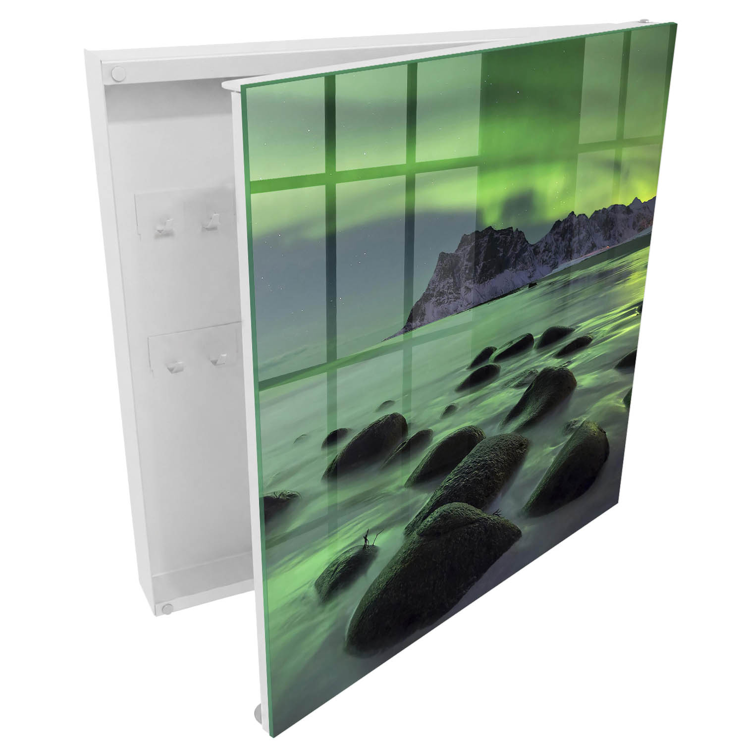 Armario para llaves decorativo 30x30x5, apertura derecha blanca