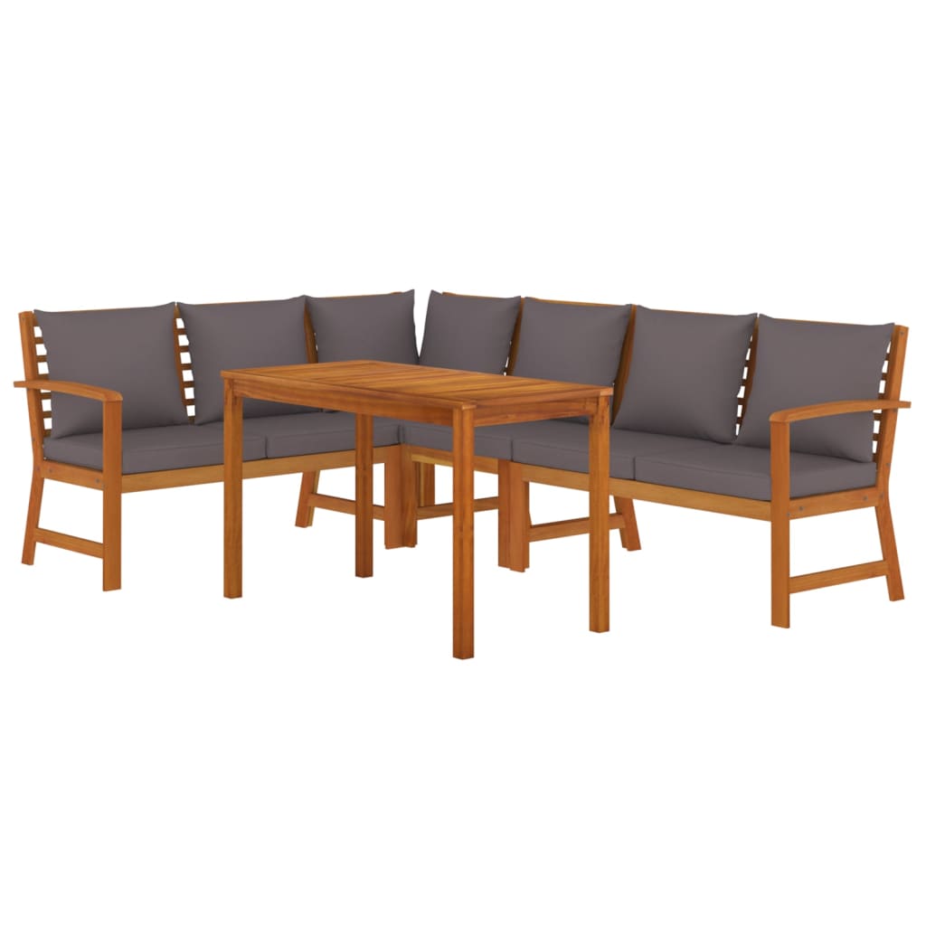 vidaXL juego comedor jardín y cojines 5 piezas madera maciza de acacia