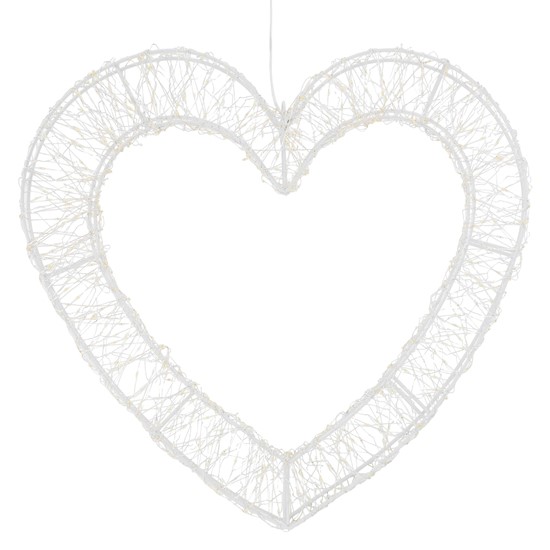 Corazón decorativo navideño LED blanco cálido para colgar 49,5 x 46 cm