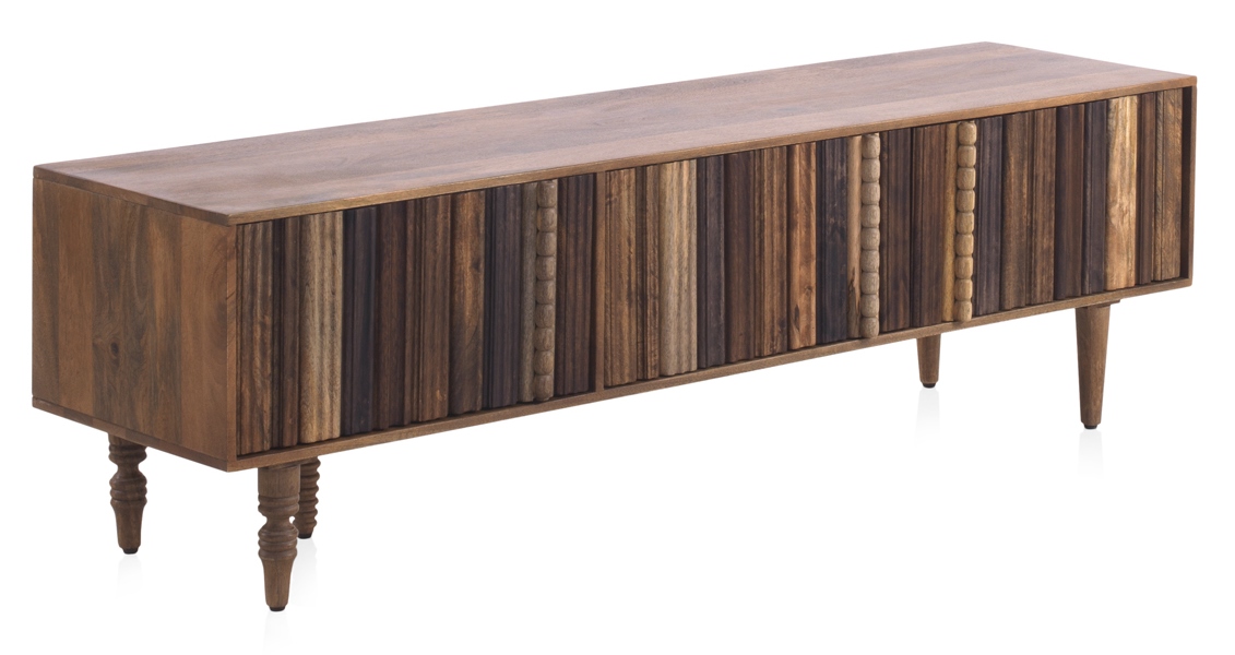 Mueble tv con 3 puertas laminadas multicolor de acacia, 170x45x50cm