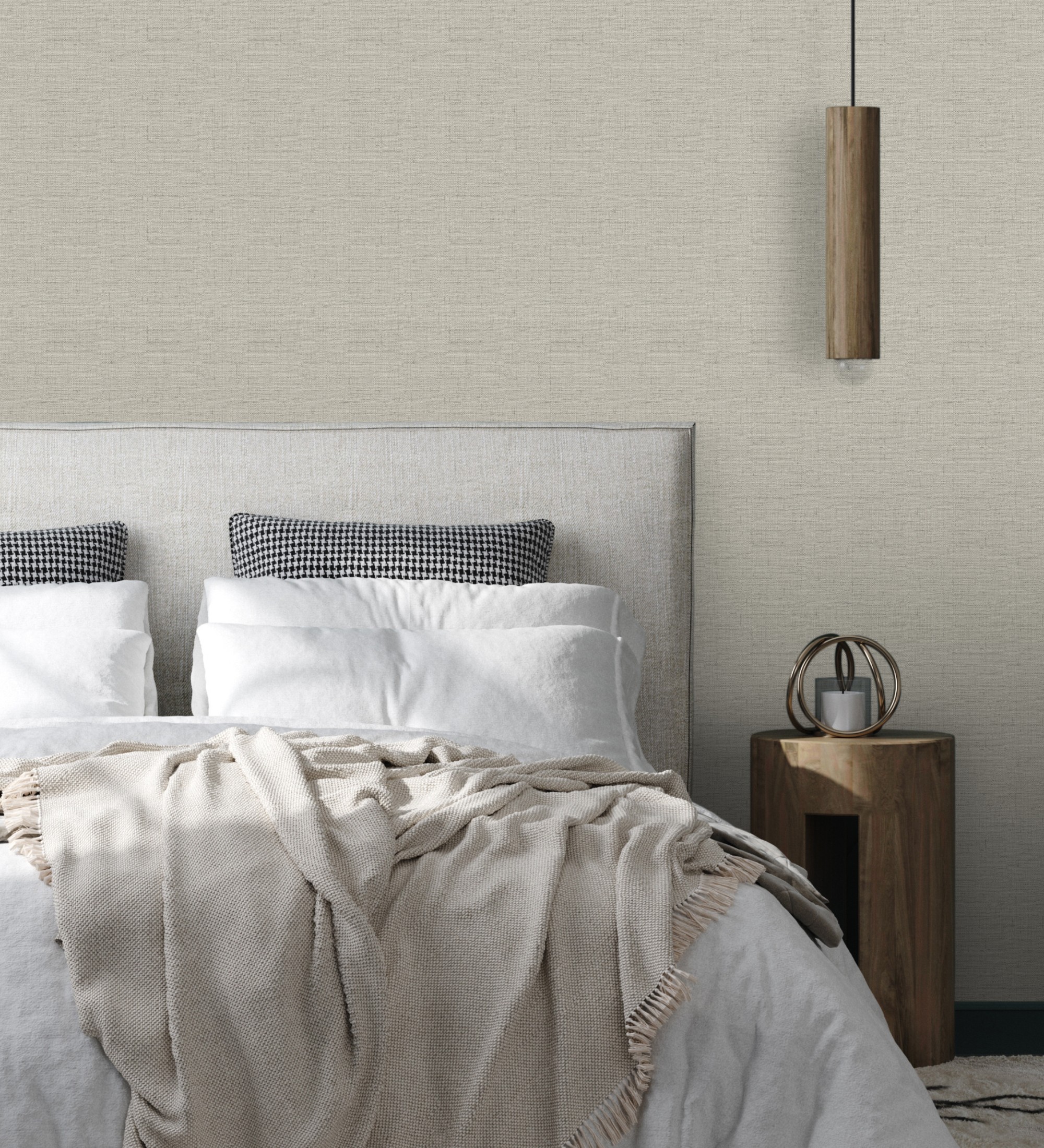 Papel pintado gaulan lavable l tejido de lino gris 5.33m²