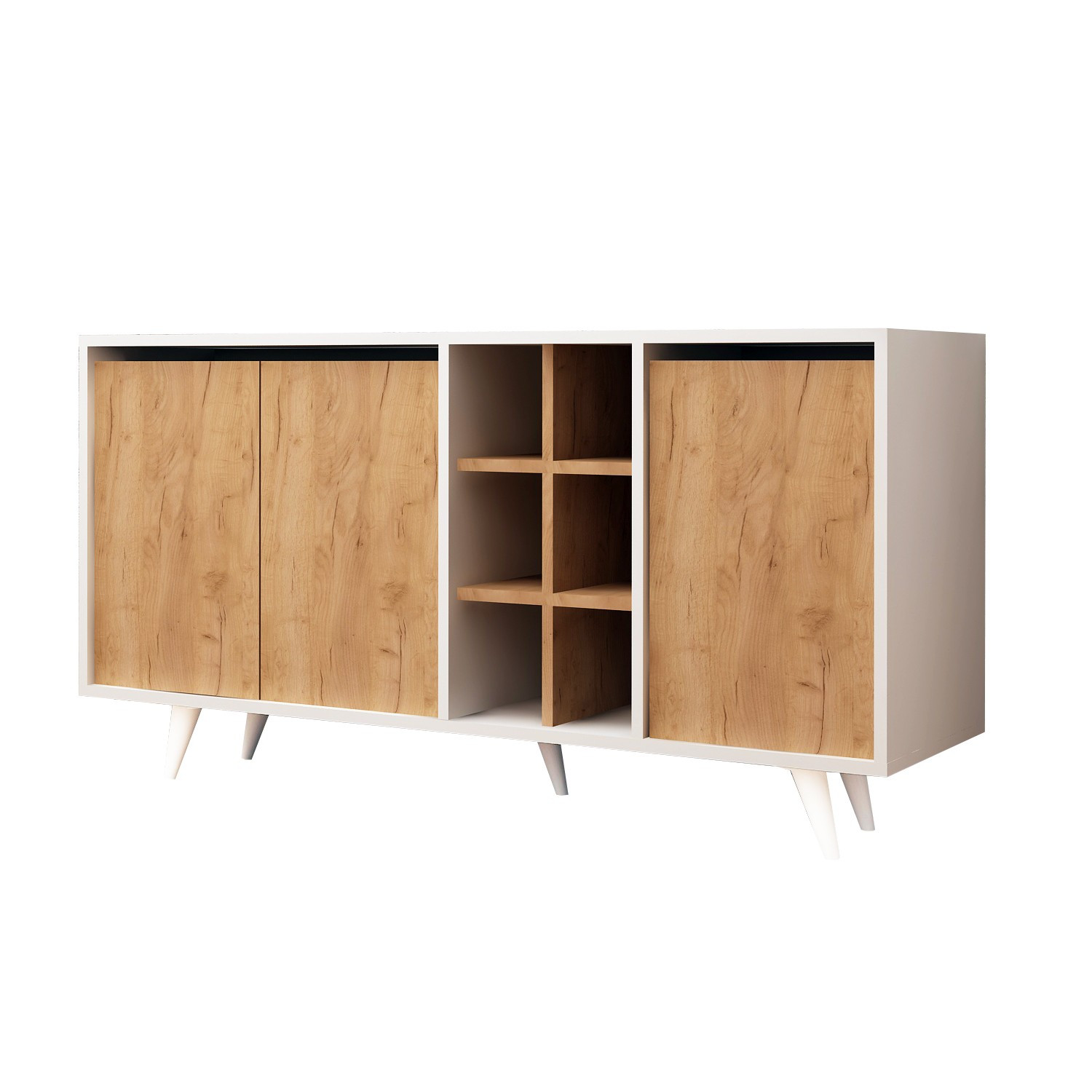 Aparador de madera "prava" - 140 x 40 x 86 cm - marrón