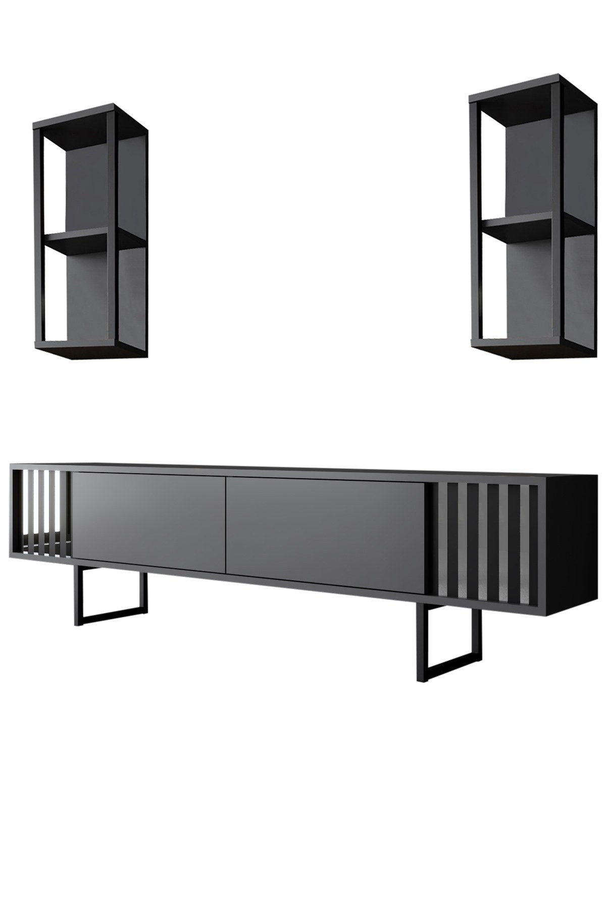 Mueble para la tele de madera <<chrome line>> - 180 x 30 x 48 cm - negro an