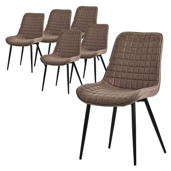 Juego 6x sillas de comedor sillón polipiel marrón diseño
