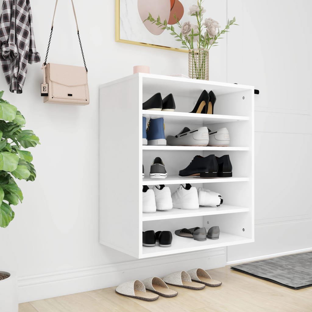 Mueble zapatero de madera contrachapada blanco 60x35x70 cm