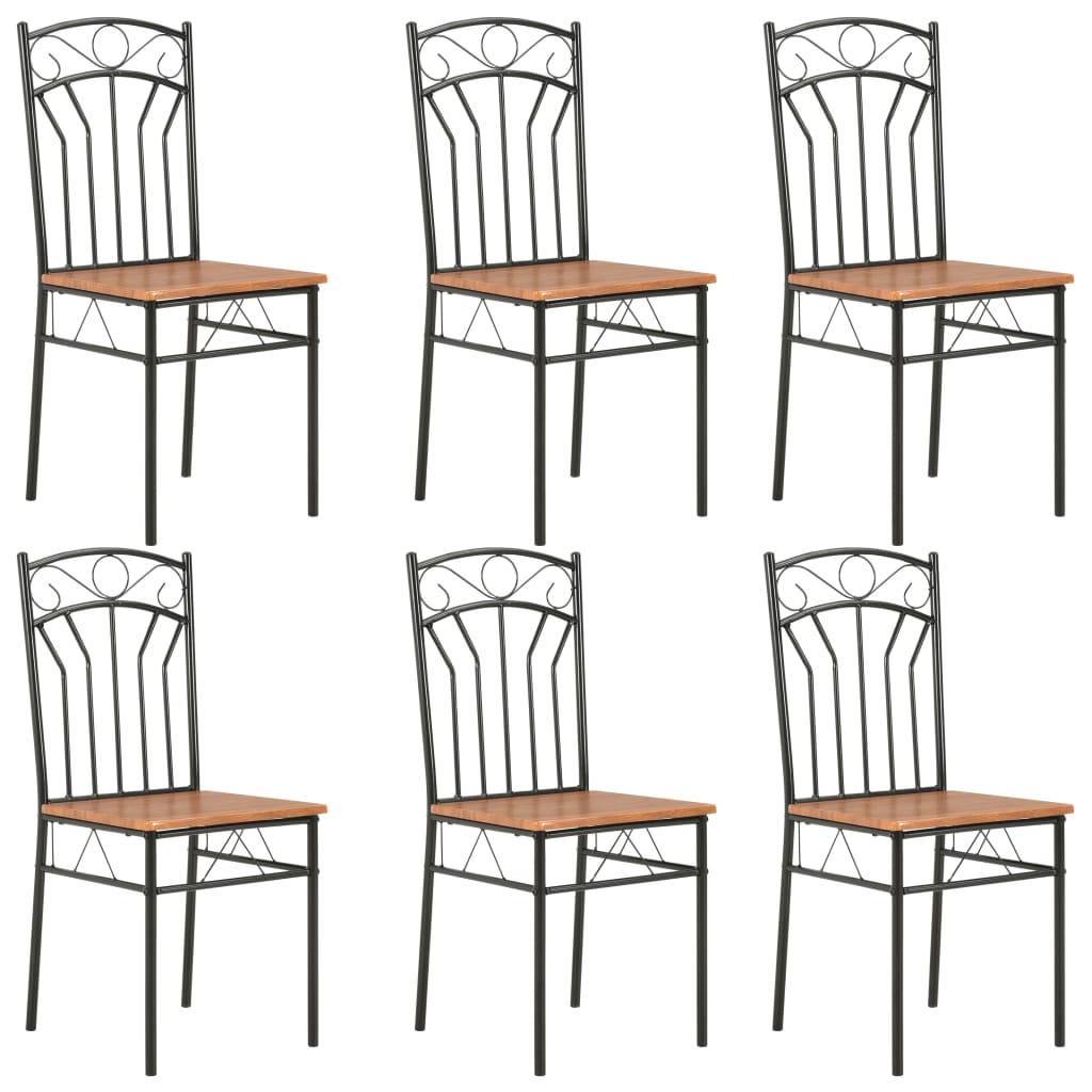 Sillas de comedor 6 unidades mdf marrón qweo3134