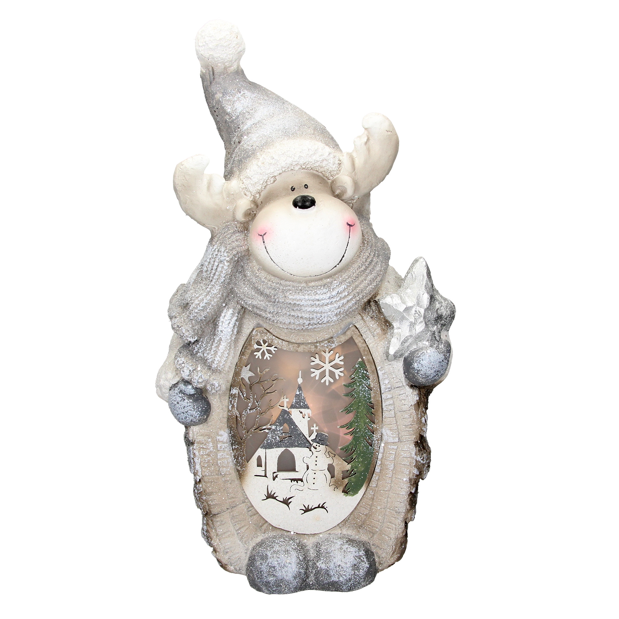 Figura decorativa de muñeco de reno 51 cm blanco ecd germany