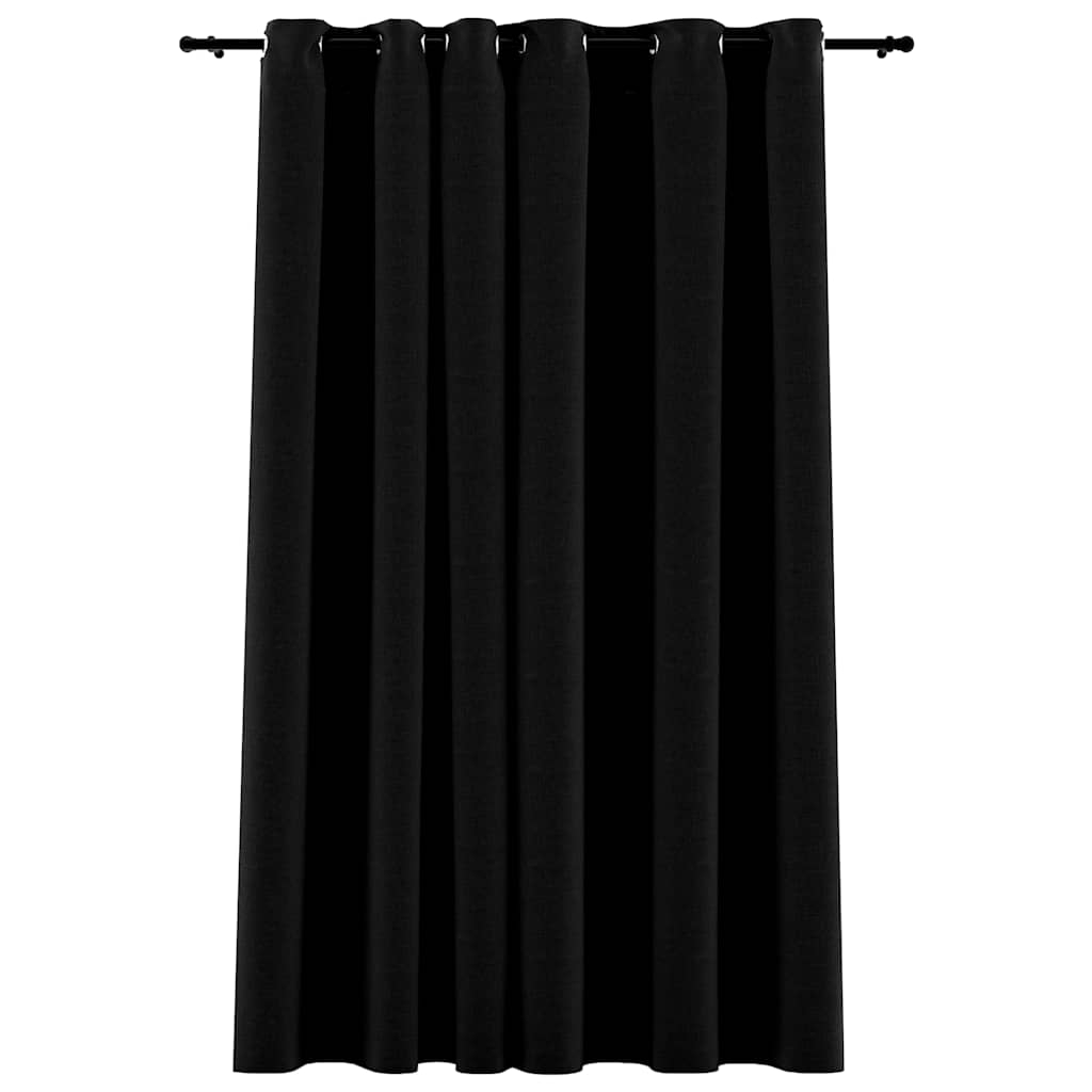 vidaXL cortina opaca con ojales look de lino negro 290x245 cm