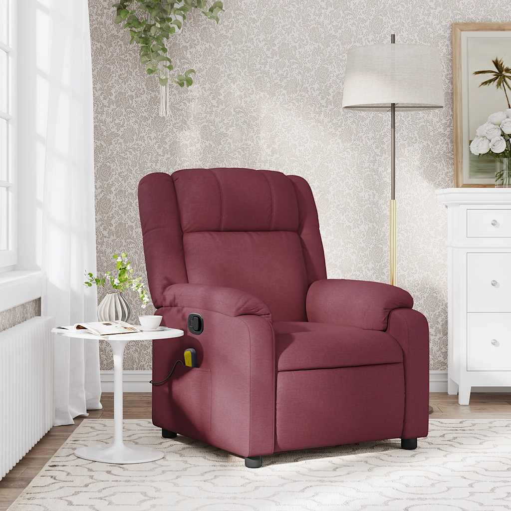 Sillón de masaje reclinable de tela color vino tinto qweo8866