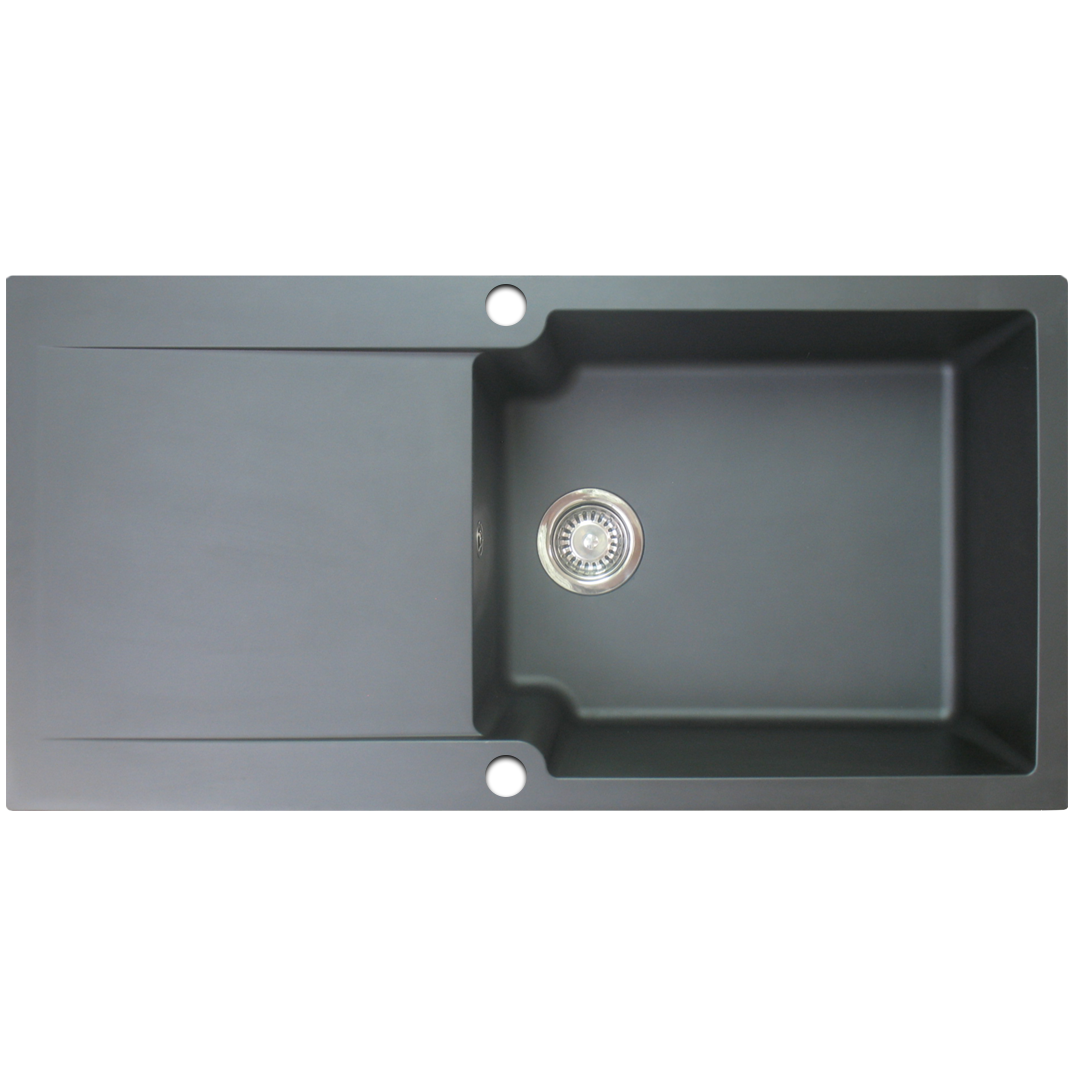 Lisse fregadero reversible 1 cubeta grande 1 escurridor en resina negra