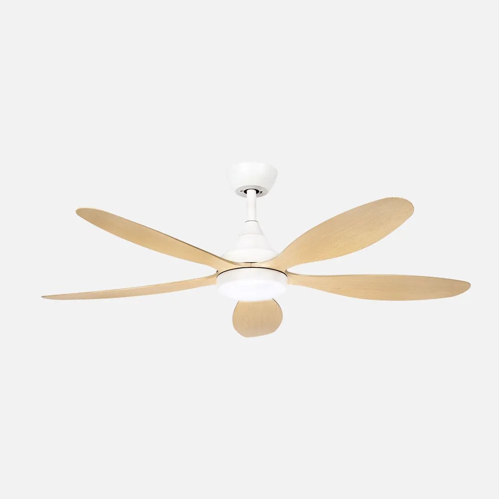 Ventilador dc tobarra 18w blanco/haya 5aspas 6vel.132d 2250lm 300045006500