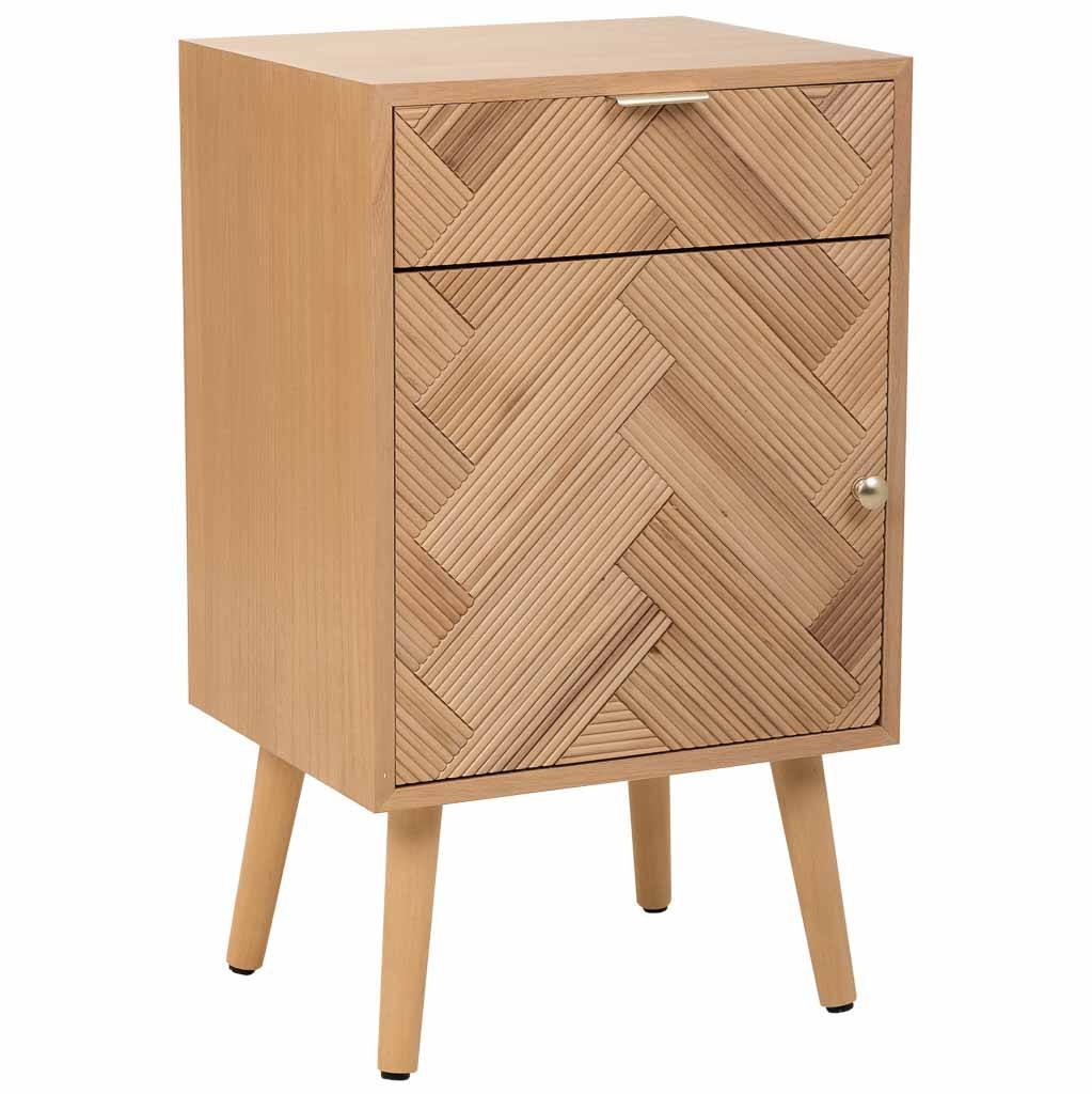 Mesita de madera de 1 puerta y 1 cajon marron 42x34x70