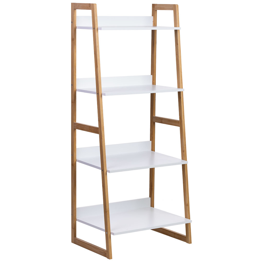 Estantería de madera 4 baldas blanca 50x36x120h cm