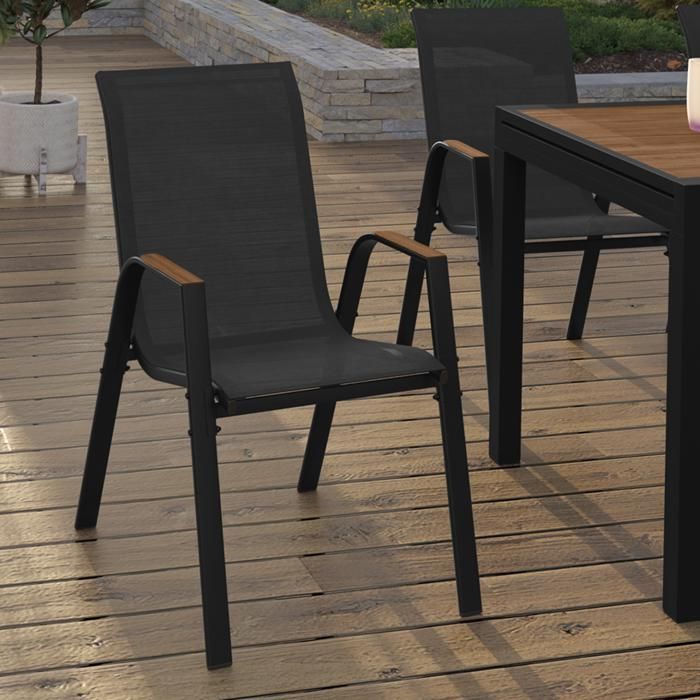 Sillas de jardín apilables - lote de 6 - negro madera
