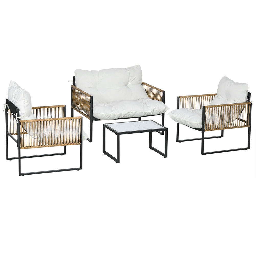 Conjunto de jardín 106x70x72 cm acero, pe color beige Outsunny