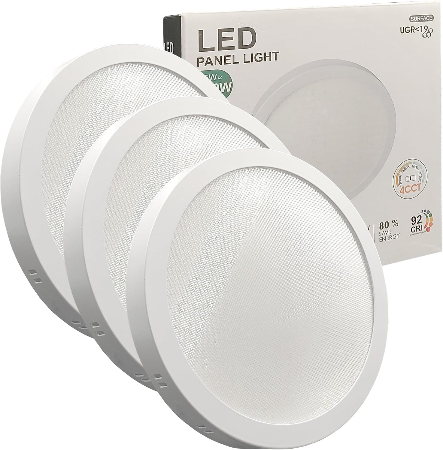 Pack x3 plafón LED circular 15w (150w), 1800lm, luz seleccionable 4cct