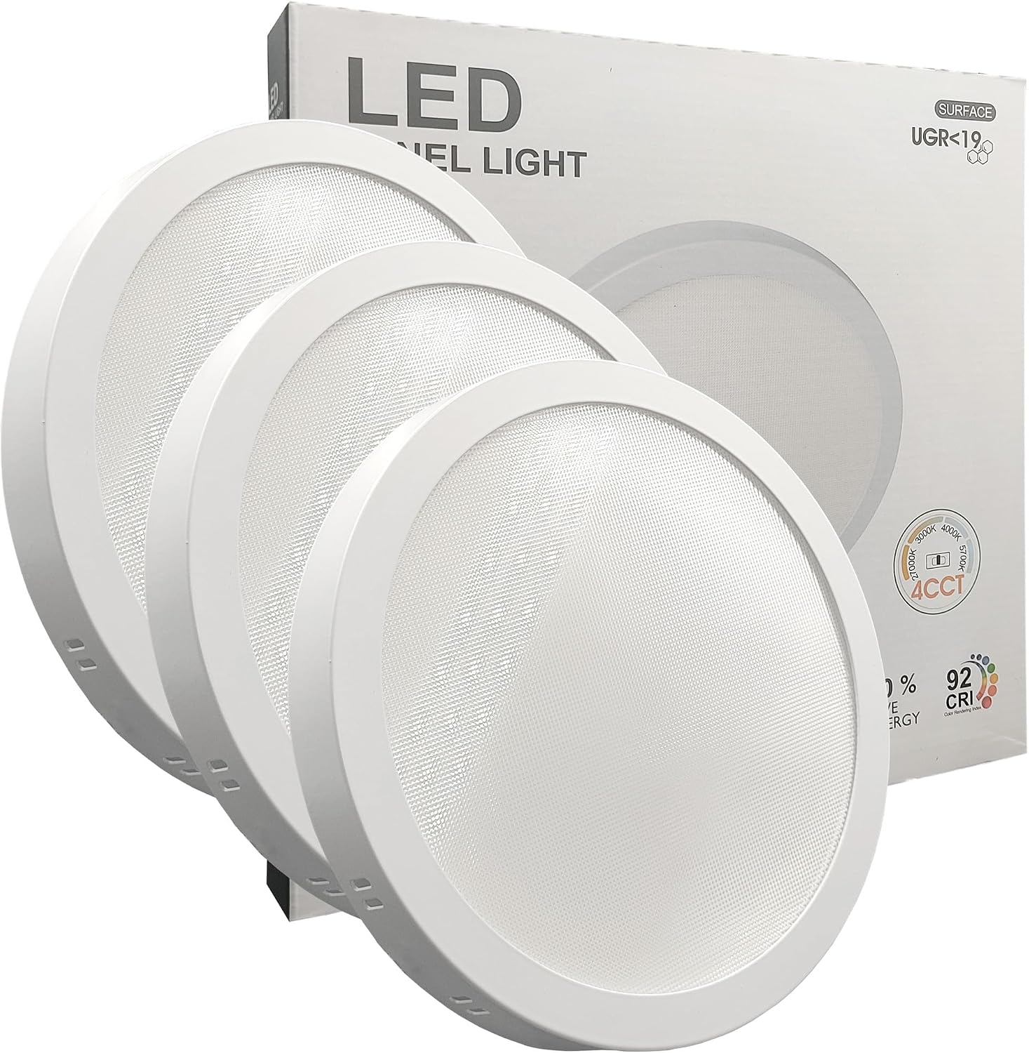 Pack x3 plafón LED circular 30w (300w), 3600lm, luz seleccionable 4cct