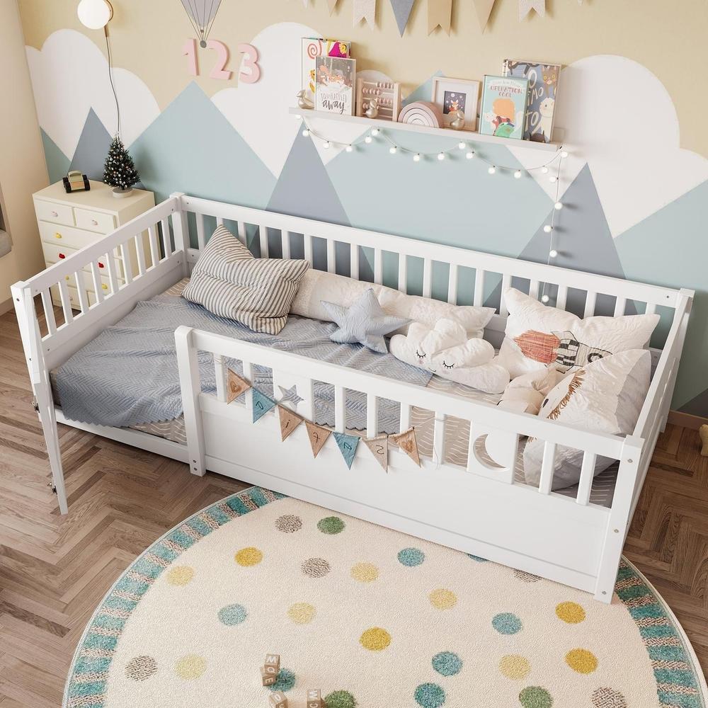 Cama infantil 90x190cm con barandillas seguridad blanco