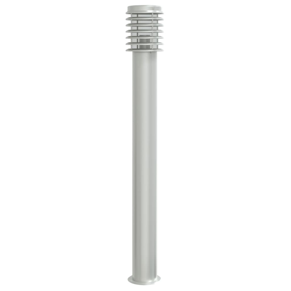Lámpara de pie de exterior plateada 110 cm acero
