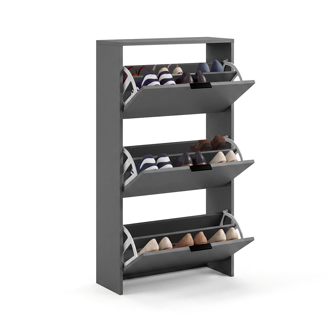 Zapatero de 3 puertas abatibles 60x113 cm remi gris grafito