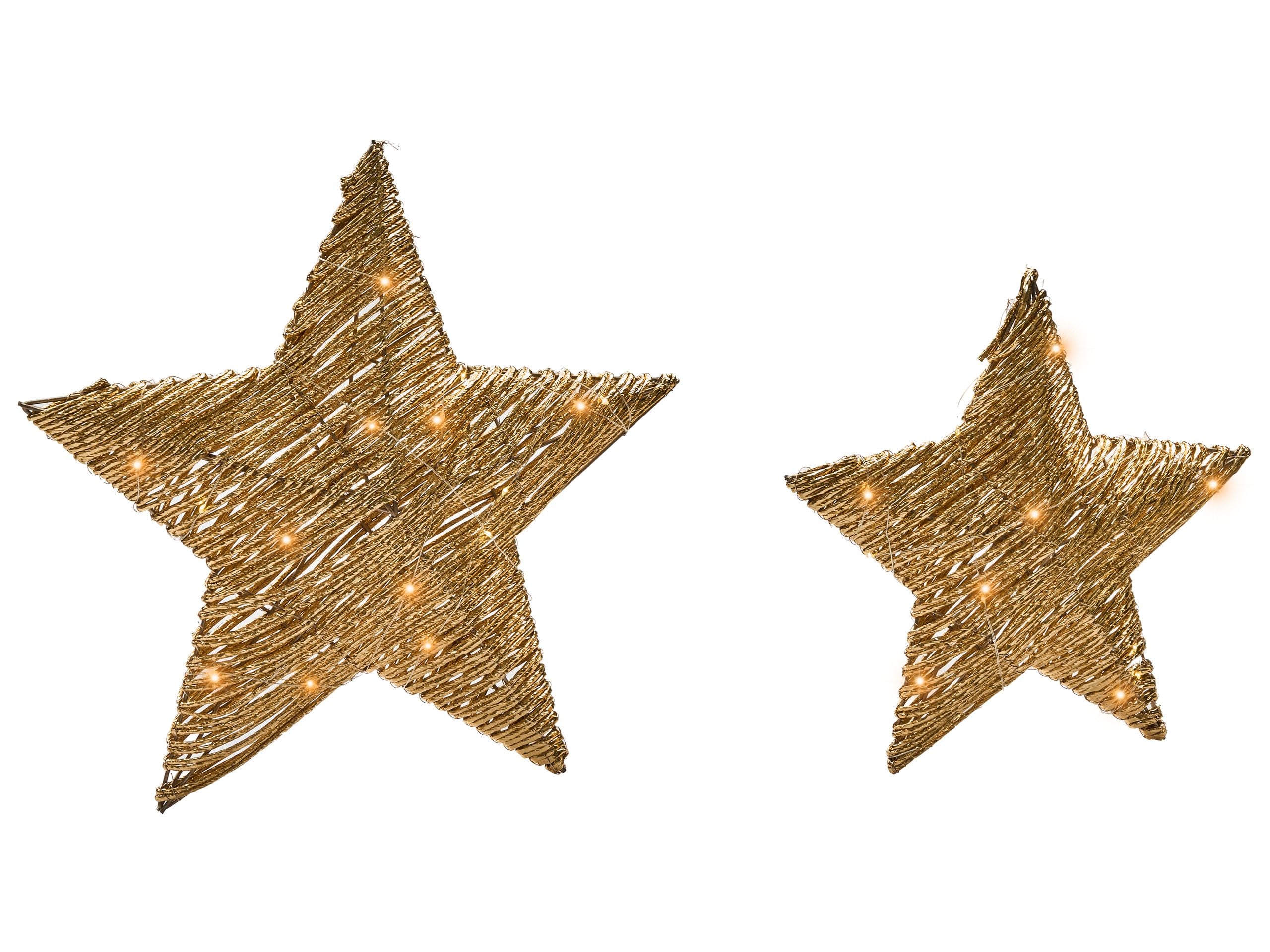 Conjunto de 2 decoraciones de navidad LED hampen 24/30 cm estrella dorado