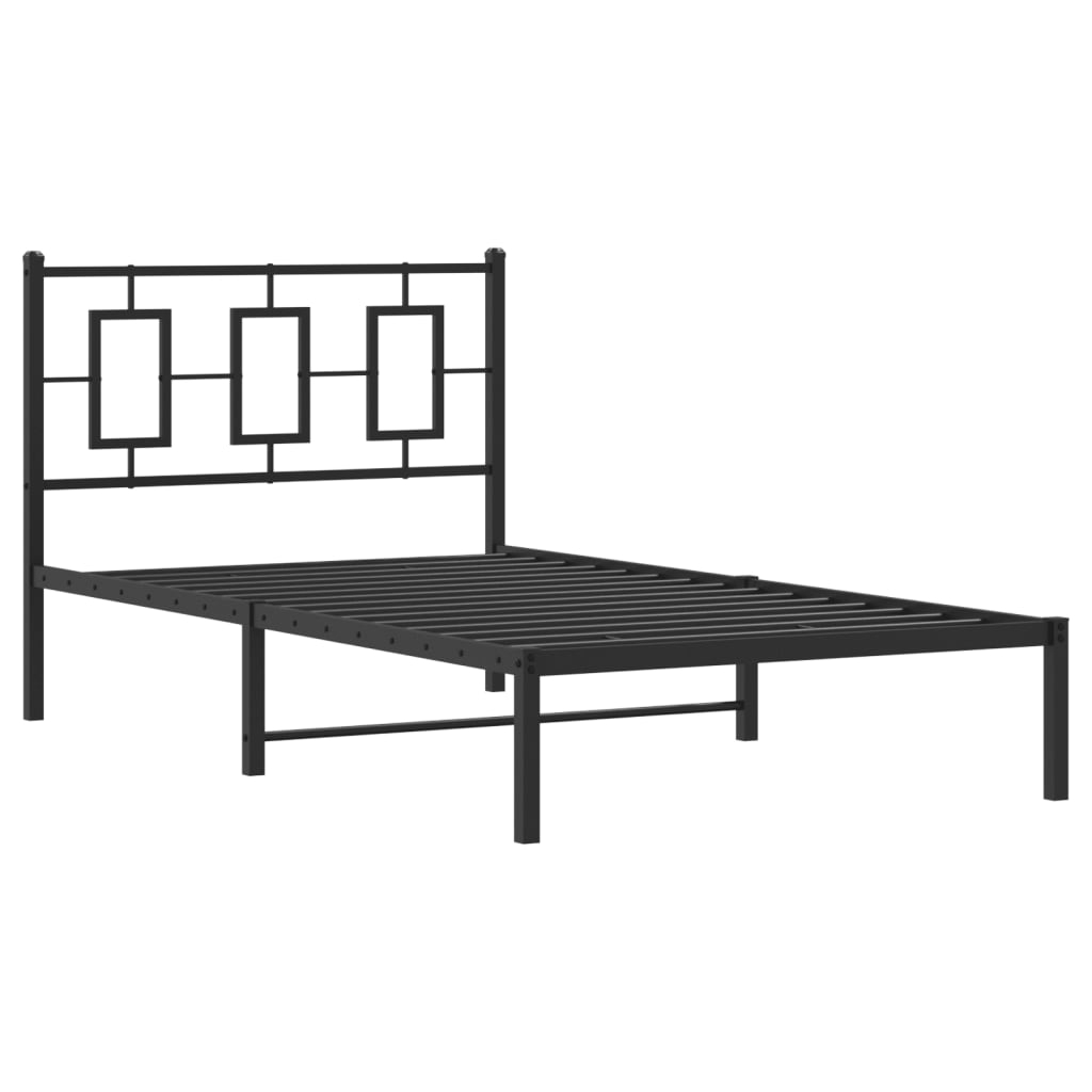 vidaXL estructura cama sin colchón con cabecero metal negro 100x200 cm