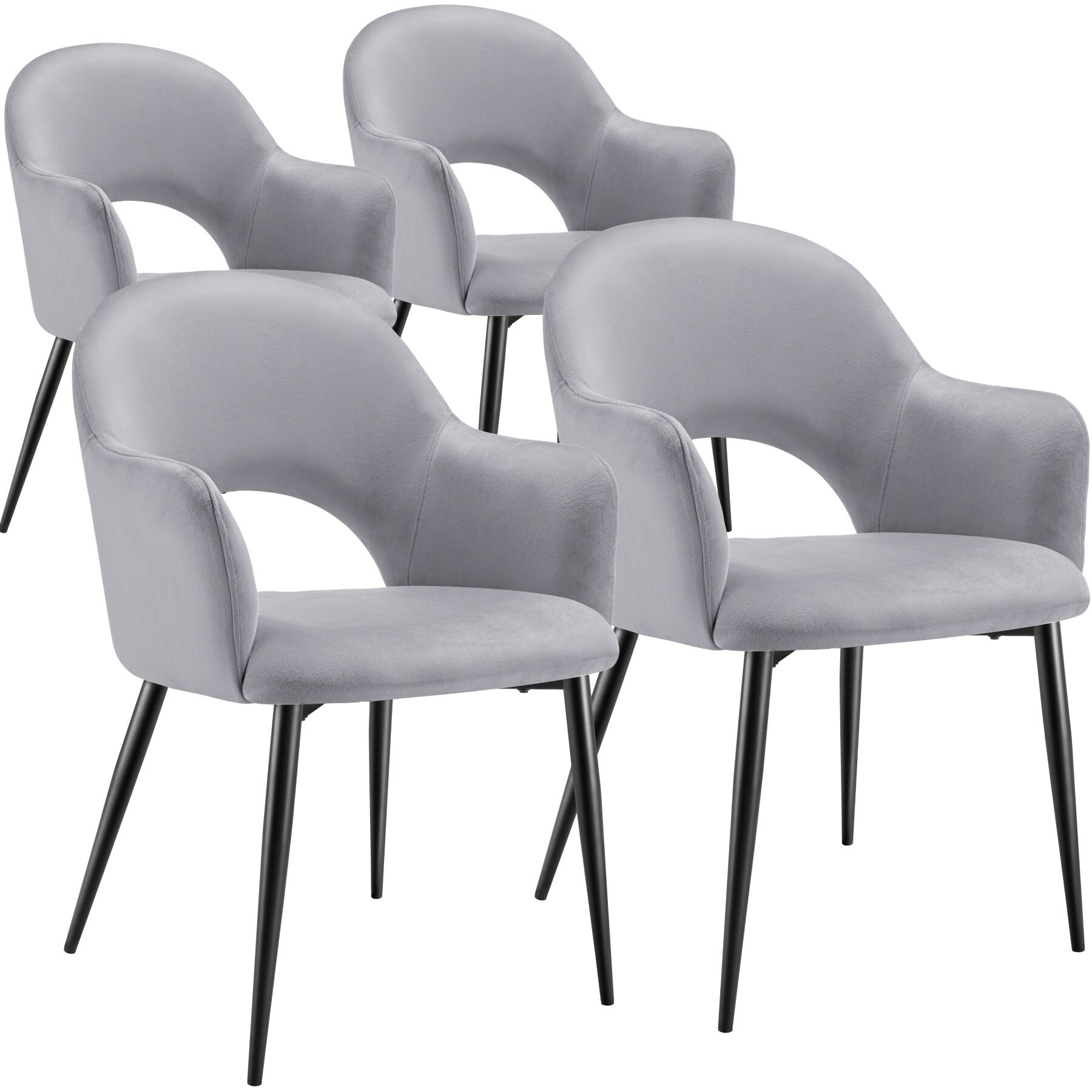 4 sillas de comedor aspecto terciopelo 57 x 61,5 x 87,5 cm gris claro