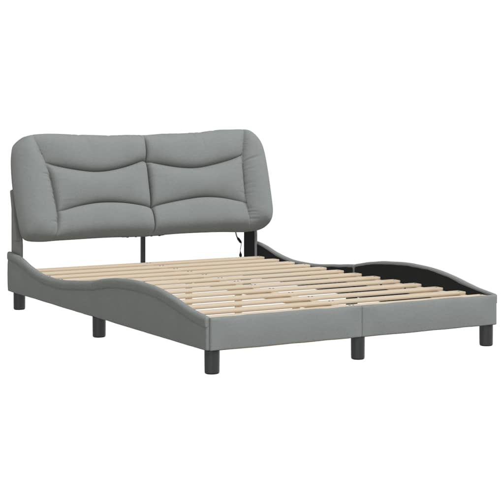 vidaXL estructura de cama con LED sin colchón hvar tela gris claro 140x190