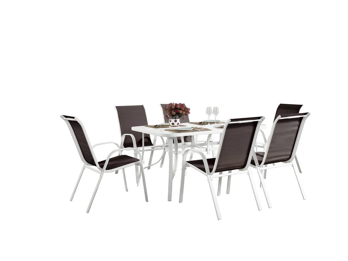 Conjunto de jardín mesa + 6 sillas de textileno "córdoba" - topo