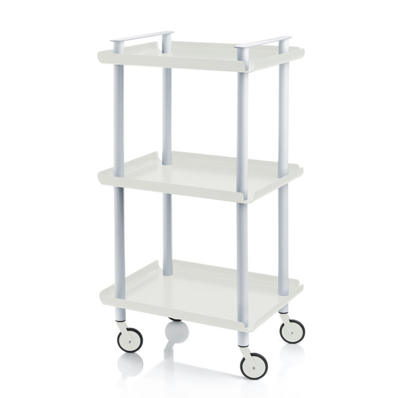 Carrito auxiliar leky, armazón gris, 3 estantes. Práctico y decorativo