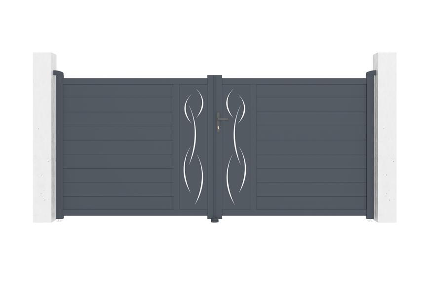 Puerta batiente regulable ancho 3,5m life h.160cm aluminio gris