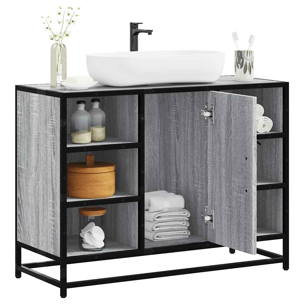 Armario lavabo baño madera ingeniería gris sonoma 80x33x60 cm esb1816