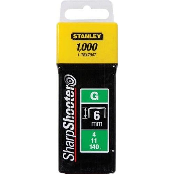 Grapas 6 mm tipo g caja de 1000 - stanley - 1-tra704t