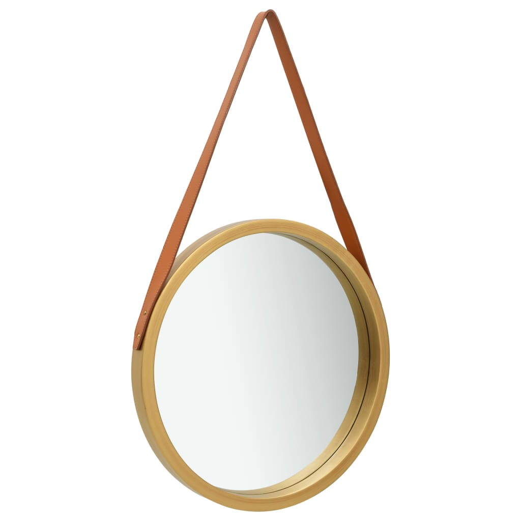 vidaXL espejo de pared con correa dorado 50 cm