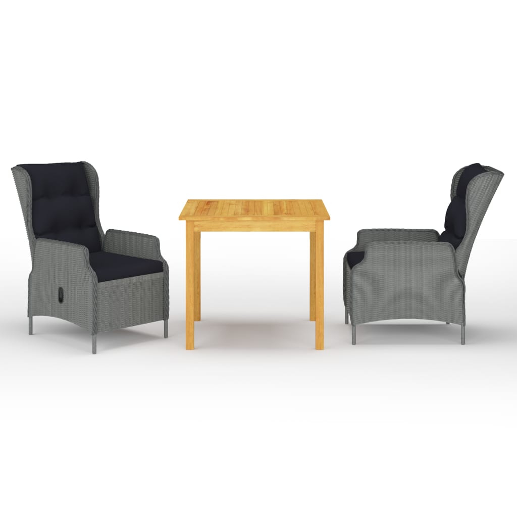 vidaXL juego de comedor para jardín 3 piezas gris claro