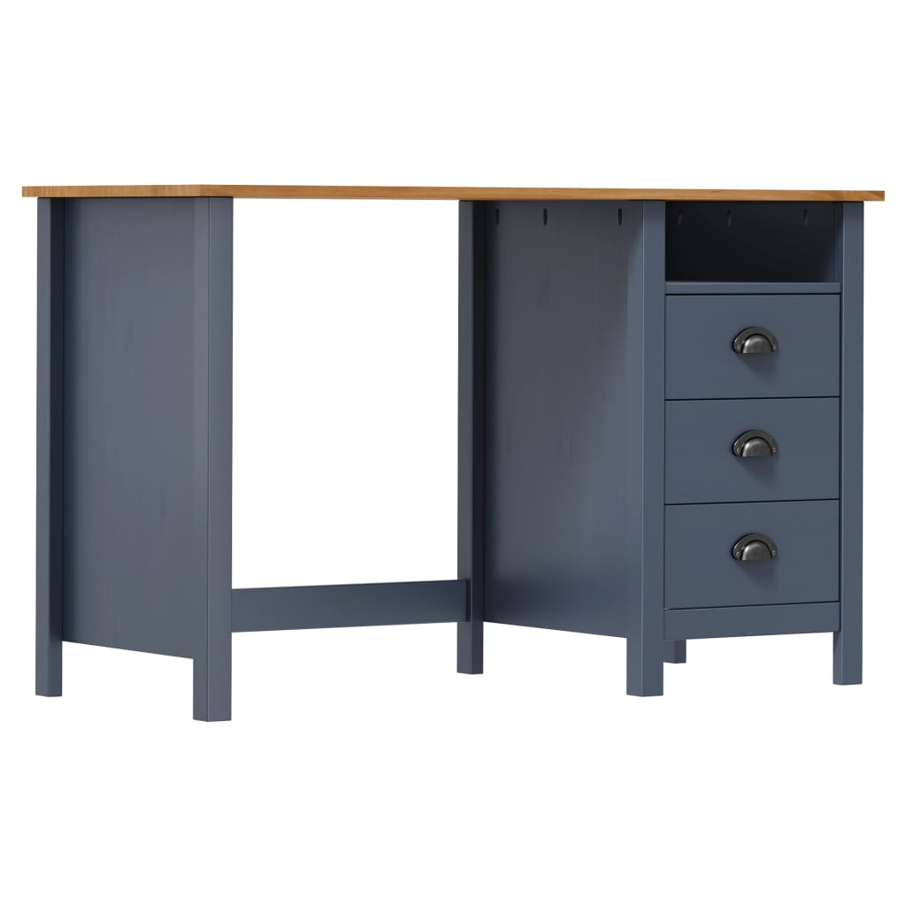 Escritorio hill con 3 cajones madera de pino gris 120x50x74 cm